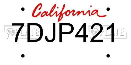 7DJP421 California License Plate
