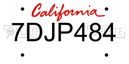 7DJP484 California License Plate