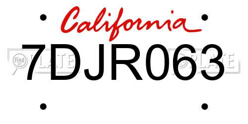 7DJR063 California License Plate