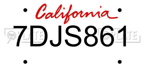 7DJS861 California License Plate