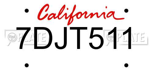 7DJT511 California License Plate