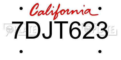 7DJT623 California License Plate