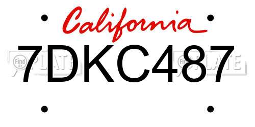 7DKC487 California License Plate