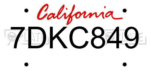 7DKC849 California License Plate