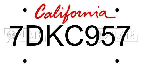 7DKC957 California License Plate