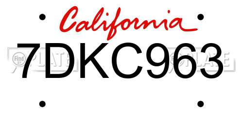 7DKC963 California License Plate