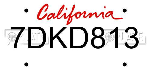 7DKD813 California License Plate