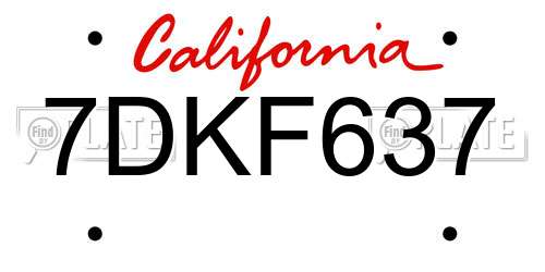 7DKF637 California License Plate