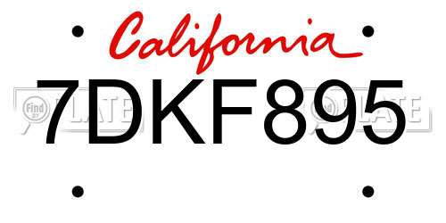 7DKF895 California License Plate