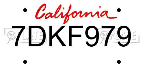 7DKF979 California License Plate