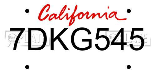 7DKG545 California License Plate