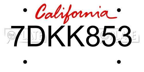 7DKK853 California License Plate