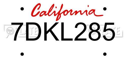 7DKL285 California License Plate