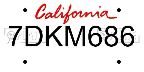 7DKM686 California License Plate