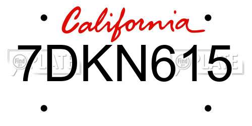 7DKN615 California License Plate