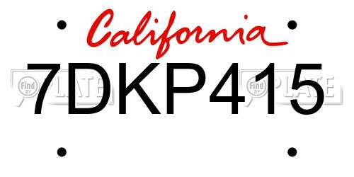 7DKP415 California License Plate