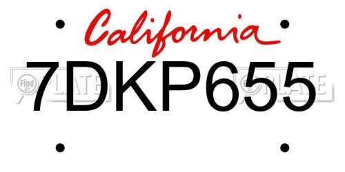 7DKP655 California License Plate