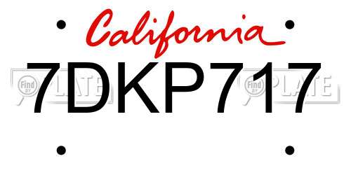 7DKP717 California License Plate