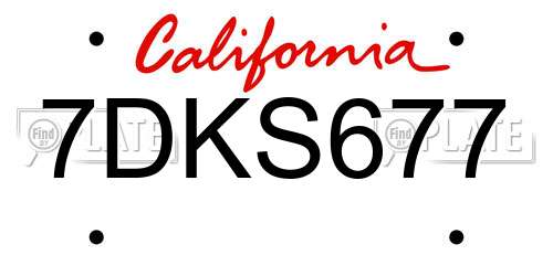 7DKS677 California License Plate