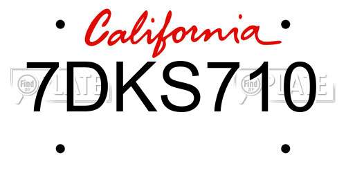7DKS710 California License Plate