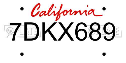 7DKX689 California License Plate