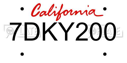 7DKY200 California License Plate