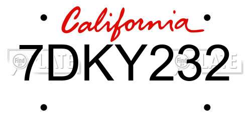 7DKY232 California License Plate