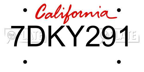 7DKY291 California License Plate