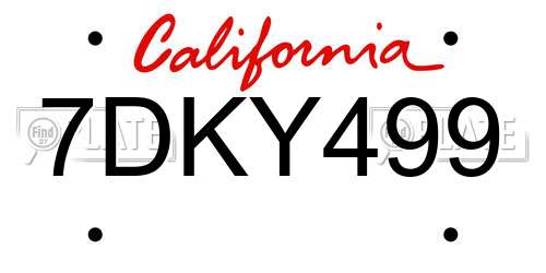 7DKY499 California License Plate