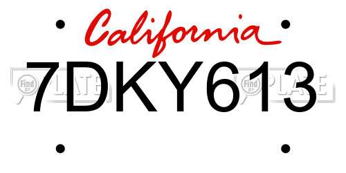 7DKY613 California License Plate
