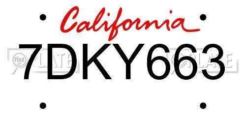 7DKY663 California License Plate