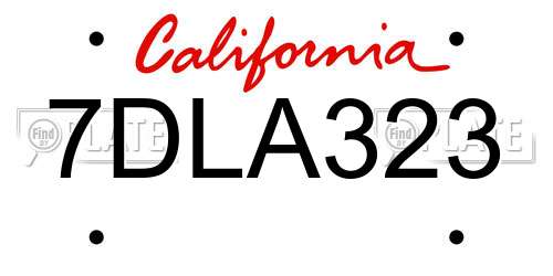 7DLA323 California License Plate