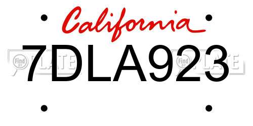7DLA923 California License Plate