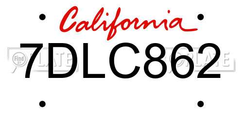 7DLC862 California License Plate