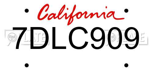 7DLC909 California License Plate