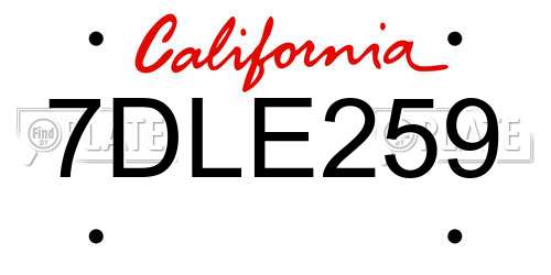 7DLE259 California License Plate