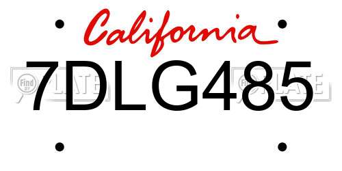7DLG485 California License Plate