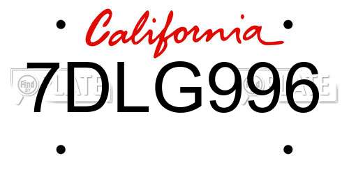 7DLG996 California License Plate