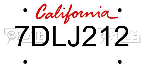 7DLJ212 California License Plate