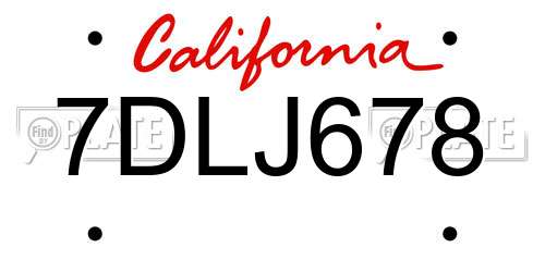 7DLJ678 California License Plate