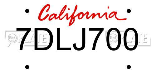 7DLJ700 California License Plate
