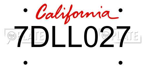 7DLL027 California License Plate