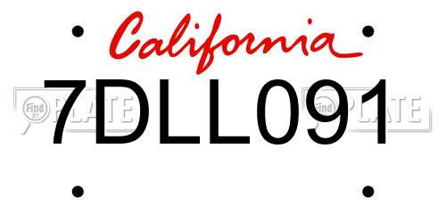 7DLL091 California License Plate
