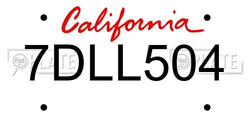 7DLL504 California License Plate