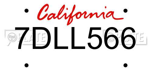 7DLL566 California License Plate