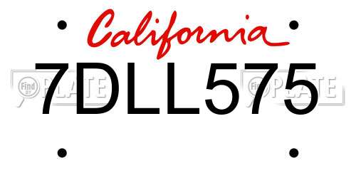7DLL575 California License Plate