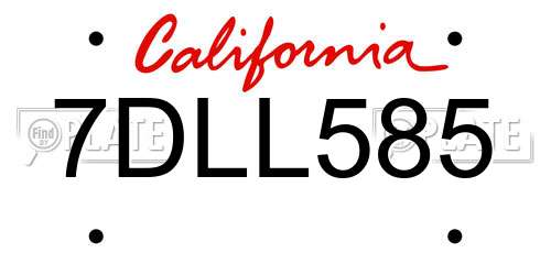 7DLL585 California License Plate