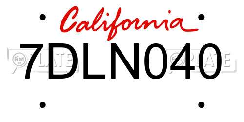 7DLN040 California License Plate