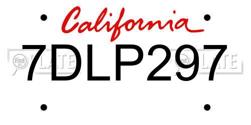 7DLP297 California License Plate