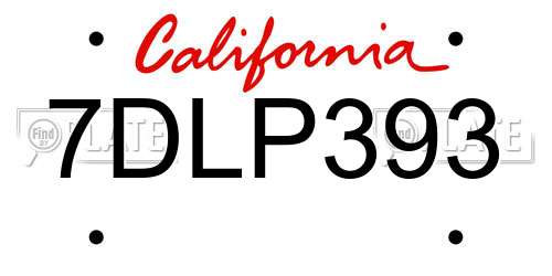 7DLP393 California License Plate